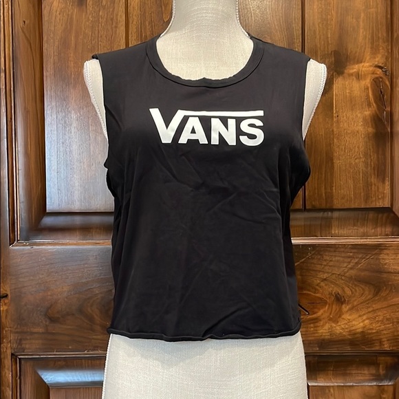 Vans Women's Graphic Crop Muscle Tee in Black - Picture 1 of 5